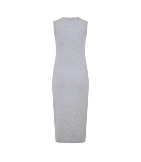 Womens/ladies Cotton Midi Bodycon Dress Heather Grey Calvin Klein