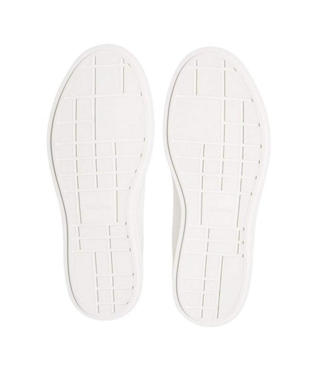 Womens/ladies Leather Low Trainers Bright White Black Calvin Klein-3
