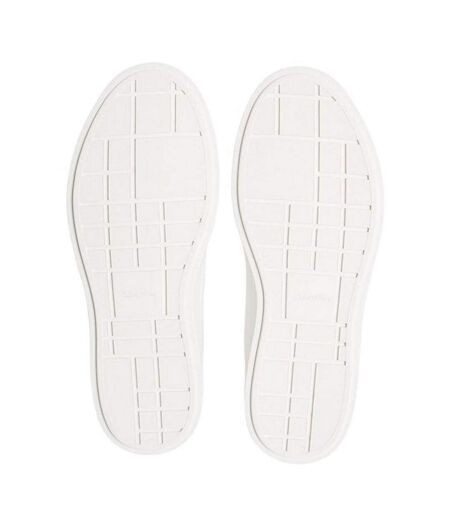 Womens/ladies Leather Low Trainers Bright White Black Calvin Klein