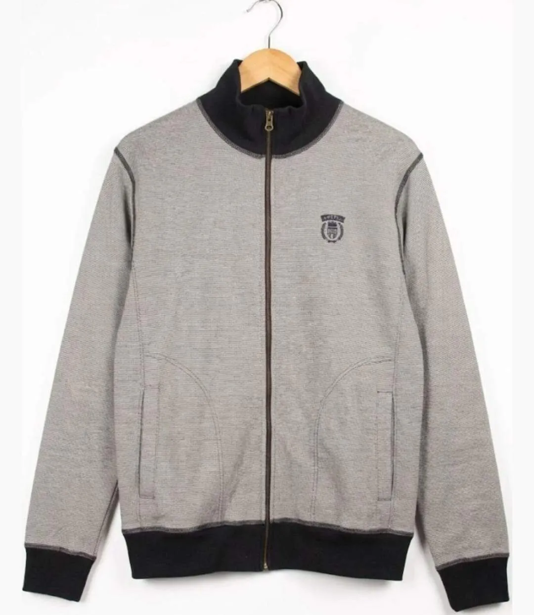 AXXANO AH1157M — Sweat col montant bleu marine : l'élégance texturée 100% coton-2