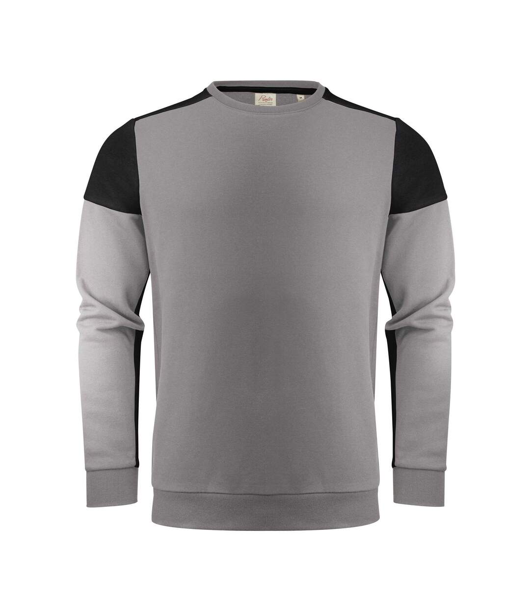 Mens Contrast Crew Neck Sweatshirt Anthracite Black Printer PRIME-1