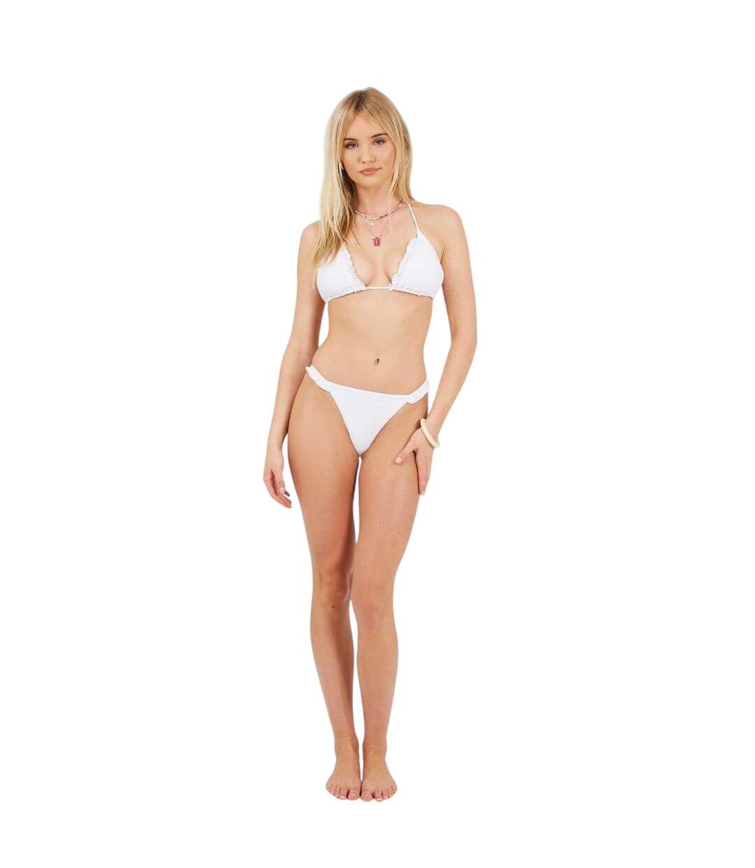 Womens/ladies Frill Bikini Top White Brave Soul-4