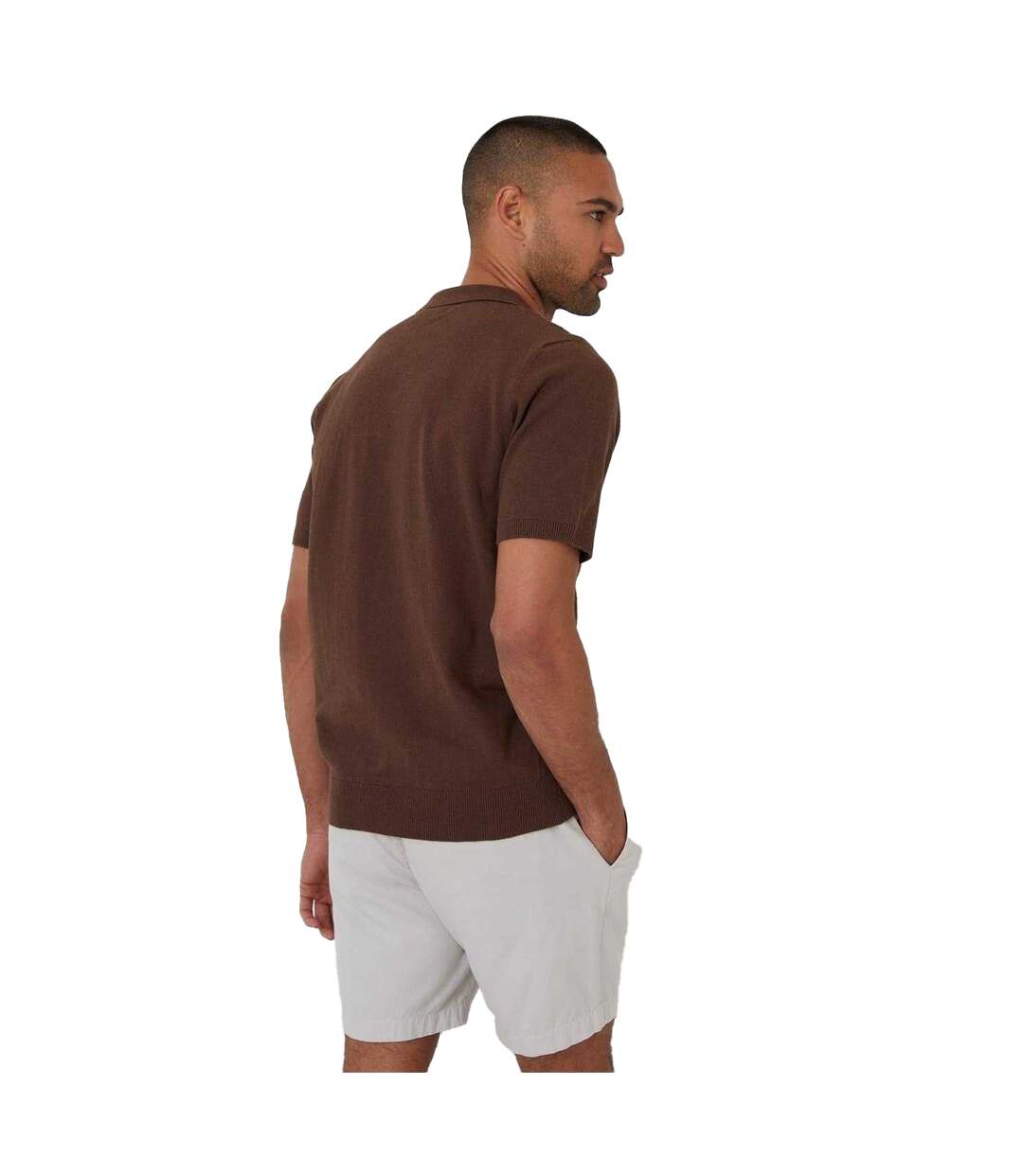 Polo Manches Courtes Motif/style Texturé Whittley Homme Marron Clair Threadbare-3