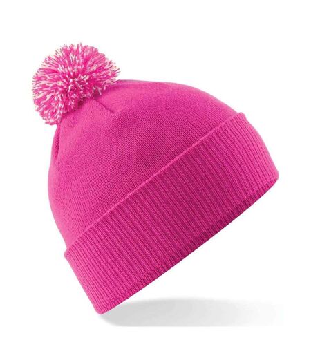 Unisex adult beanie fuchsia/off white Beechfield