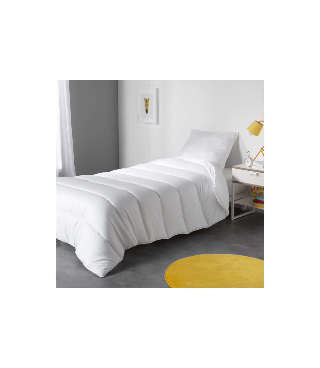 Couette Polyester Anti Acarien 140x200cm Blanc-2