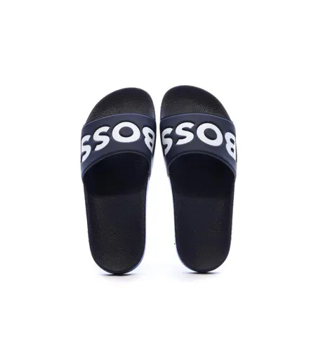 Claquettes bleu marine homme boss aryeh
