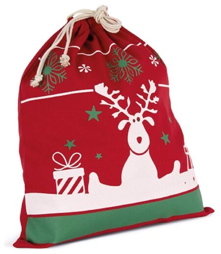Sac en coton à cordon motifs Noël - Cadeaux - KI0735 - rouge