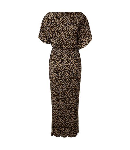 Robe Longue Imprimé Léopard À Cape Femme Marron Never Fully Dressed