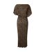 Robe Longue Imprimé Léopard À Cape Femme Marron Never Fully Dressed-2