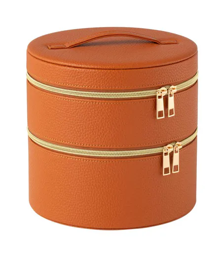 Boîte Ronde Pour Cosmétiques Ericka 19cm Cognac