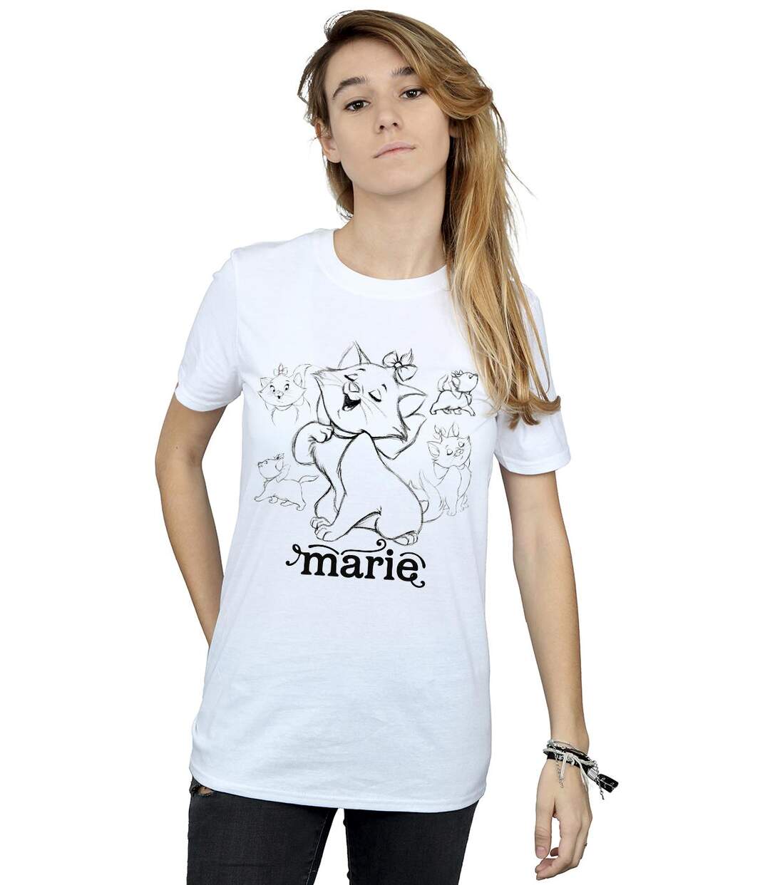 Disney - T-shirt MARIE COLLAGE SKETCH - Femme (Blanc) - UTBI18057-2