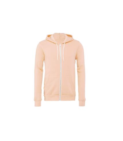 Unisex adult fleece full zip hoodie peach Bella + Canvas
