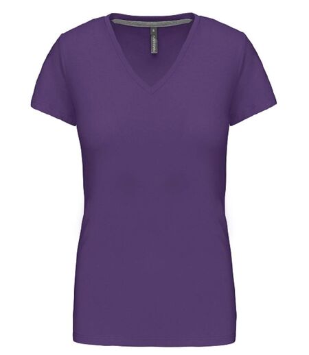 T-shirt manches courtes col V - K381 - violet - femme