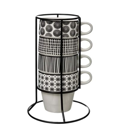 Lot de 4 Mugs sur Rack Bohemia 26cl Blanc