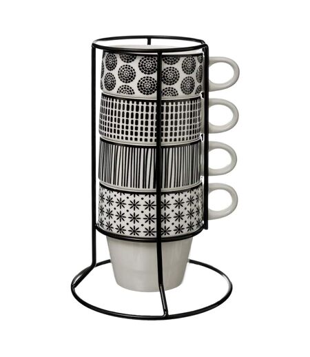 Lot de 4 Mugs sur Rack Bohemia 26cl Blanc