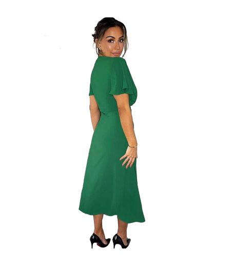Robe Mi-longue Motif/style Ruché Femme Vert AX Paris