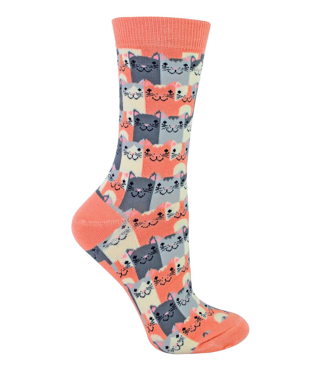 Miss Sparrow - 1 Paire Chaussettes Femme Chat Animaux Bambou Fantaisie-1