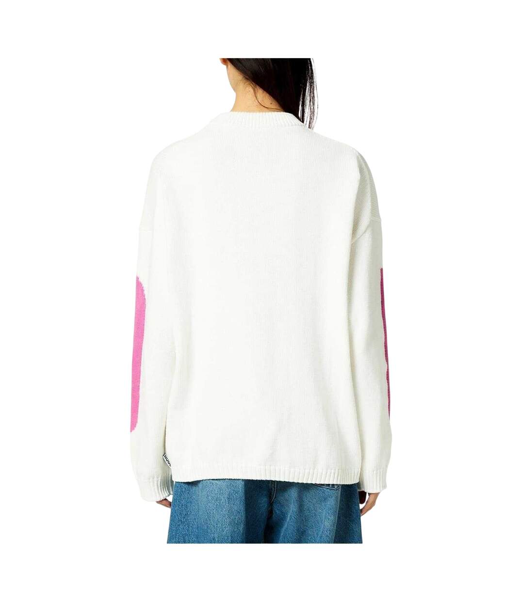 Womens/ladies Crew Neck Relaxed Fit Long-sleeved Jumper Natural Hugo-2