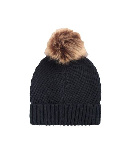 Womens/ladies keely pom pom recycled beanie navy Animal