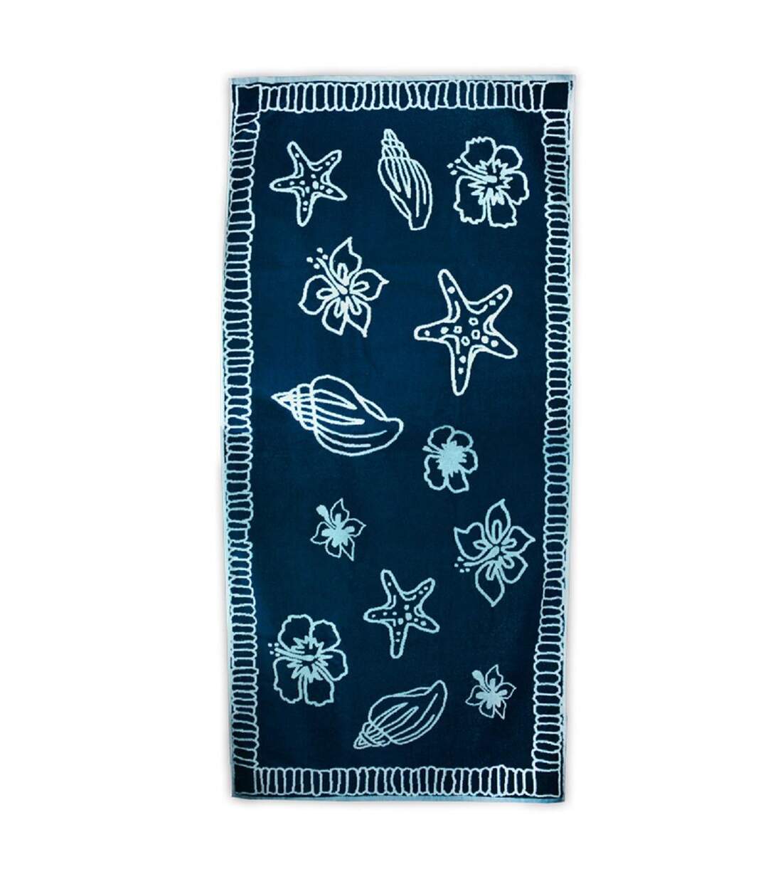 Serviette de plage - T1-HAWAII - bleu marine et bleu clair-1