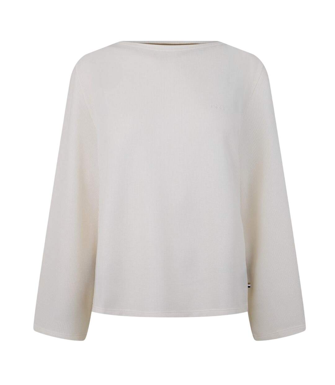 Unisex Adult Waffle Knit Boat Neck Sweater Top White Boss-1