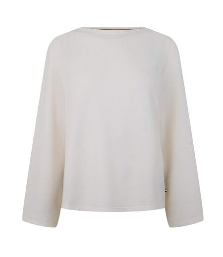 Unisex Adult Waffle Knit Boat Neck Sweater Top White Boss
