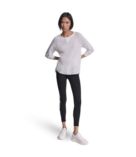 Womens/ladies Waffle Slim 3/4 Sleeve T-shirt White DKNY