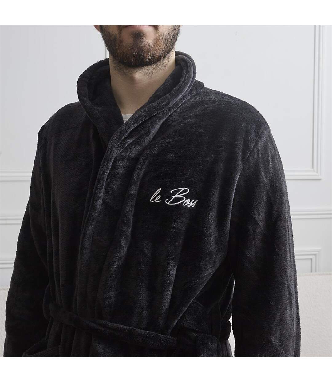 Robe de Chambre Polaire Le Boss Noir-2
