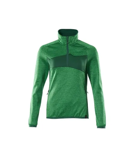 Womens/ladies Accelerate Plain Fleece Half Zip Jumper Grass Green Green Mascot