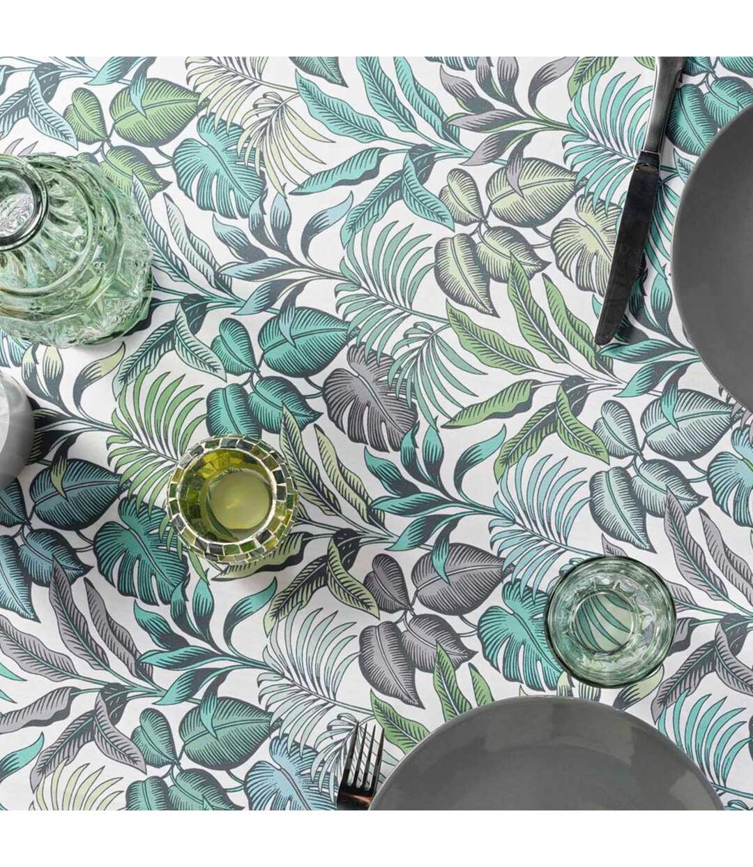 Nappe Antitache Imprimé Stylis 145x240cm Vert-2
