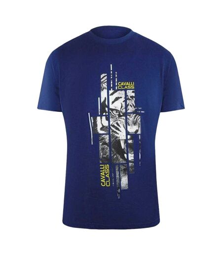 T-shirt Motif Abstrait Homme Bleu Cavalli Class