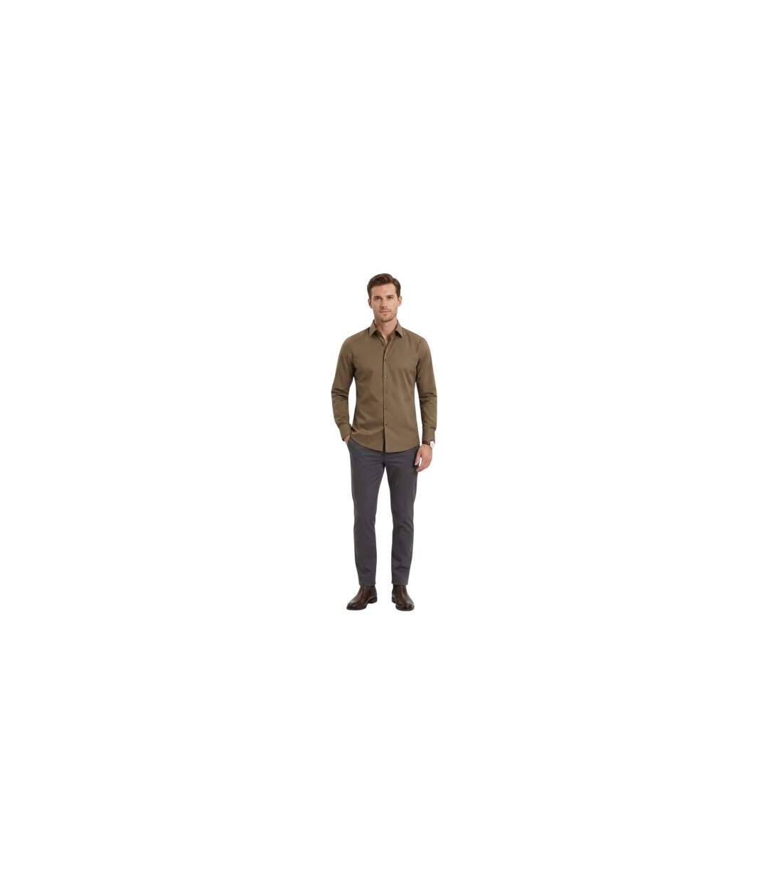Chemise Manches Longues Motif/style Uni Homme Vert Boss-1