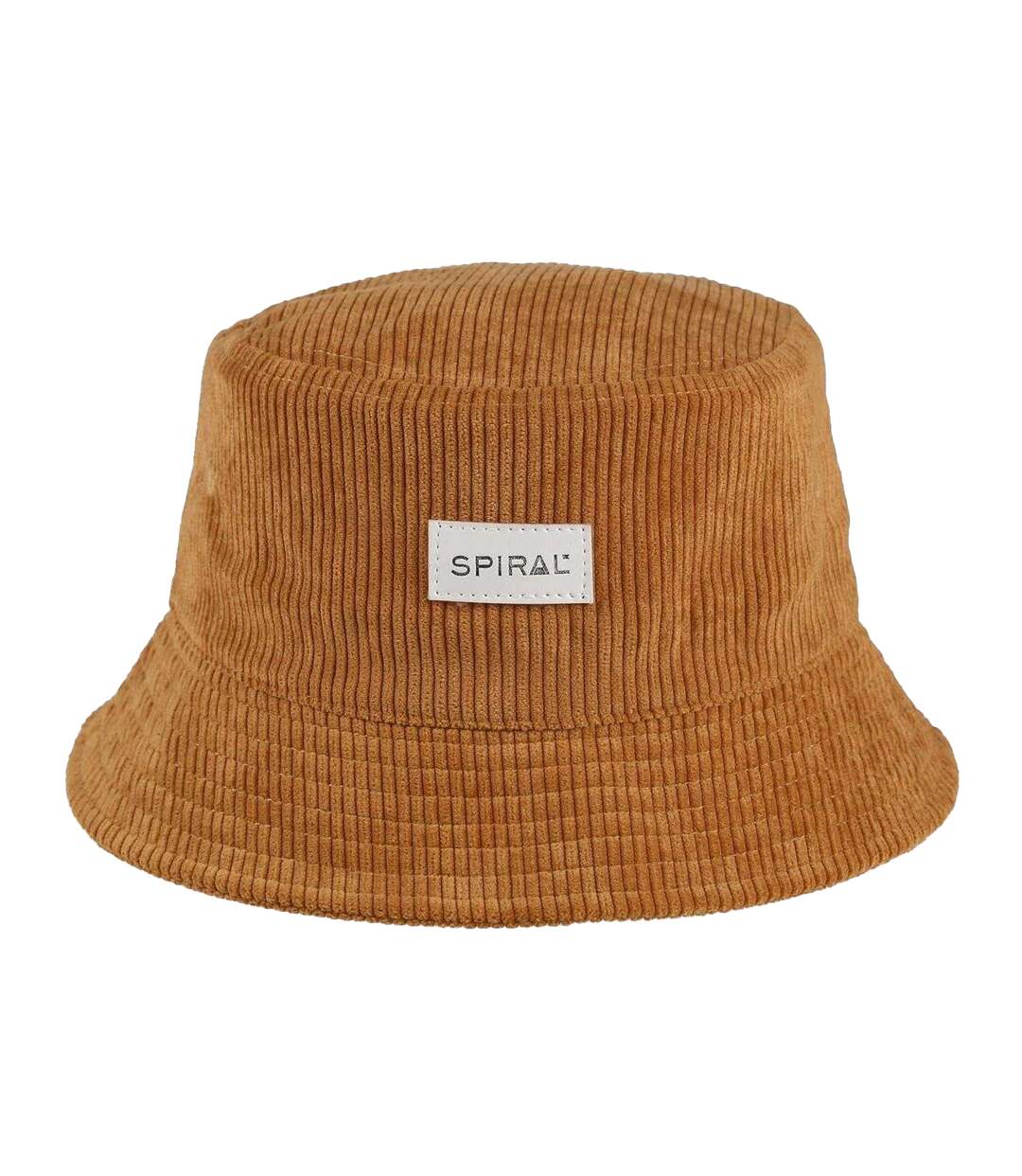 Womens/ladies Wordmark Ribbed Cord Bucket Hat Tan Spiral-1