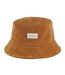 Womens/ladies Wordmark Ribbed Cord Bucket Hat Tan Spiral-1