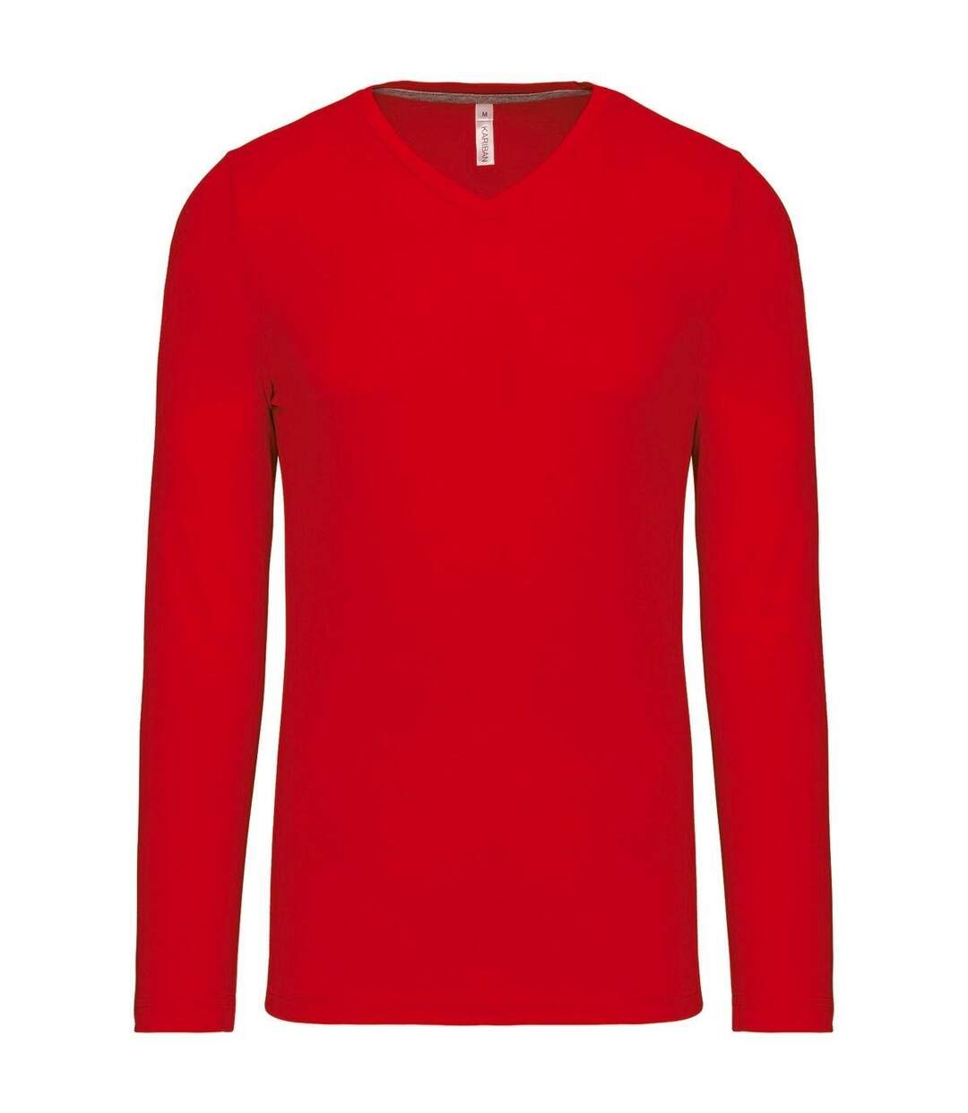 T-shirt manches longues col V - K358 - rouge - homme