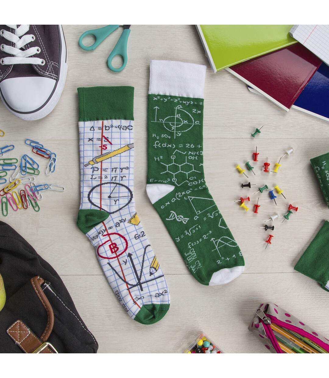 1 Pack Unisex Mismatched Novelty Odd Socks - Back 2 School-4