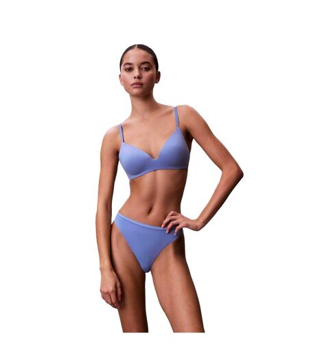 Womens/ladies Seamless Fitted Thong Blue Calvin Klein
