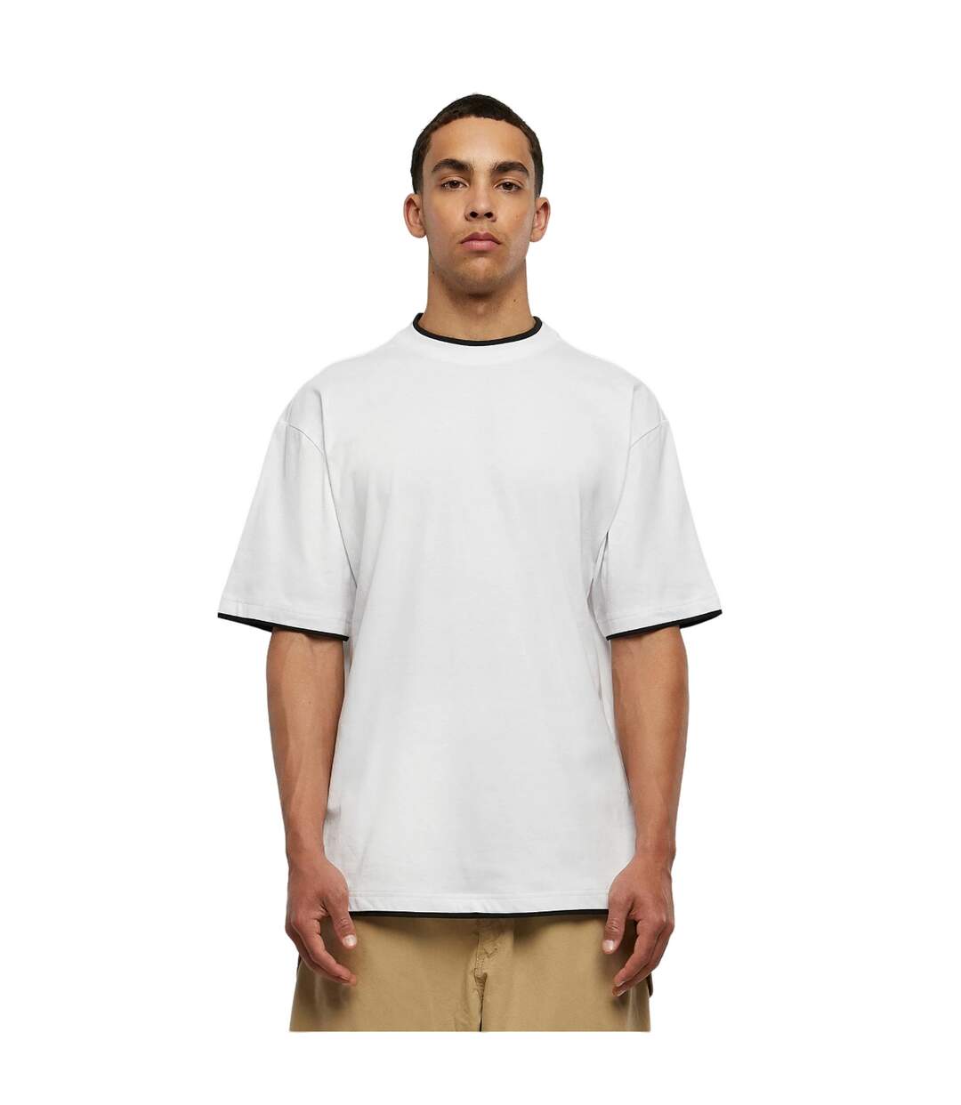 T-shirt Motif/style Détail Contrasté Homme Blanc Noir Urban Classics-3