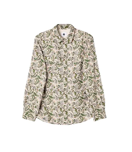 Mens Paisley Regular Button-down Shirt Stone Pretty Green