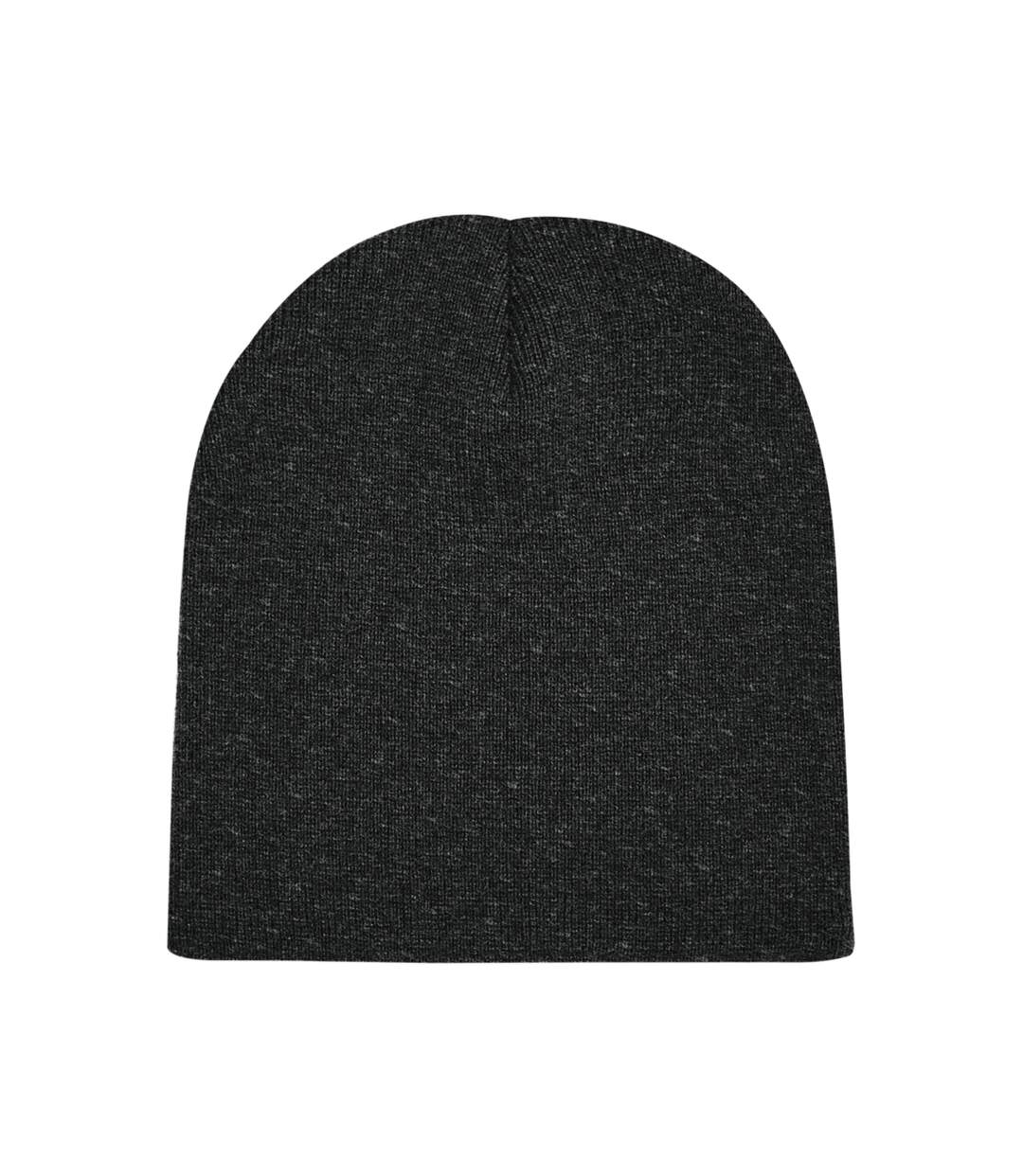 Plain basic knitted winter beanie hat charcoal Beechfield-2