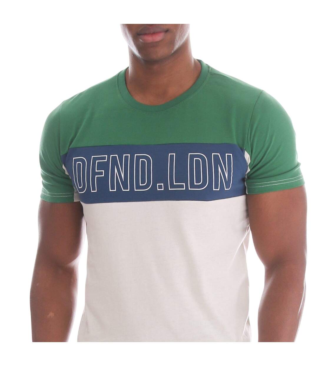 T-shirt Motif/style Blocs De Couleurs Homme Beige Gris Vert Imprimé DFND London-3