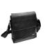 Lot de 2, grande et petite sacoche bandoulière homme à  rabat en PVC vieilli - Compacte, réglable, noire-3