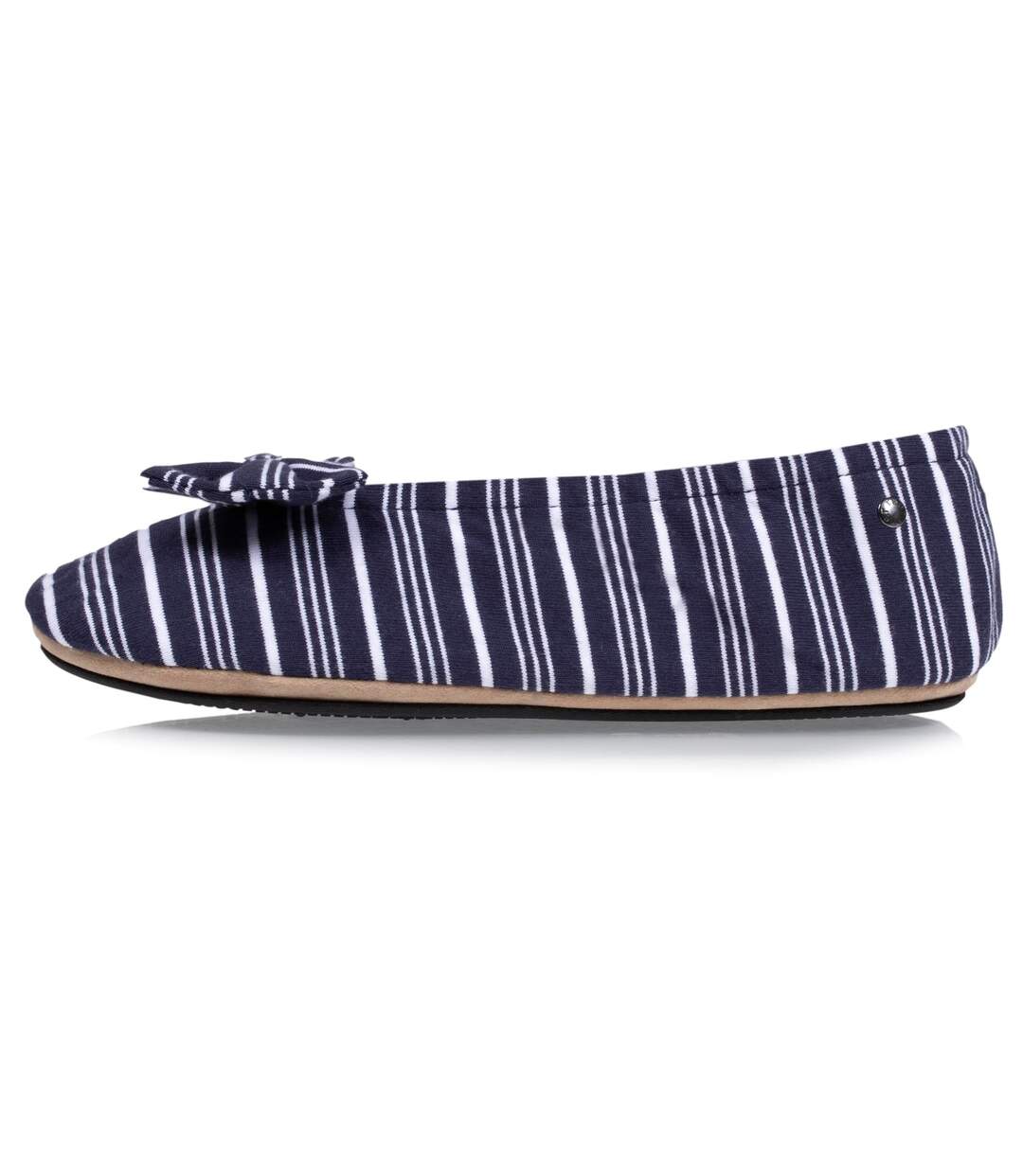 Isotoner Chaussons Ballerines femme grand nœud et semelle gomme-4