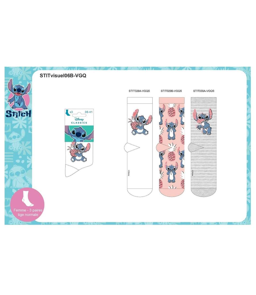 Chaussettes Pack Femme LILO ET STITCH Pack de 3 Paires 0643-4