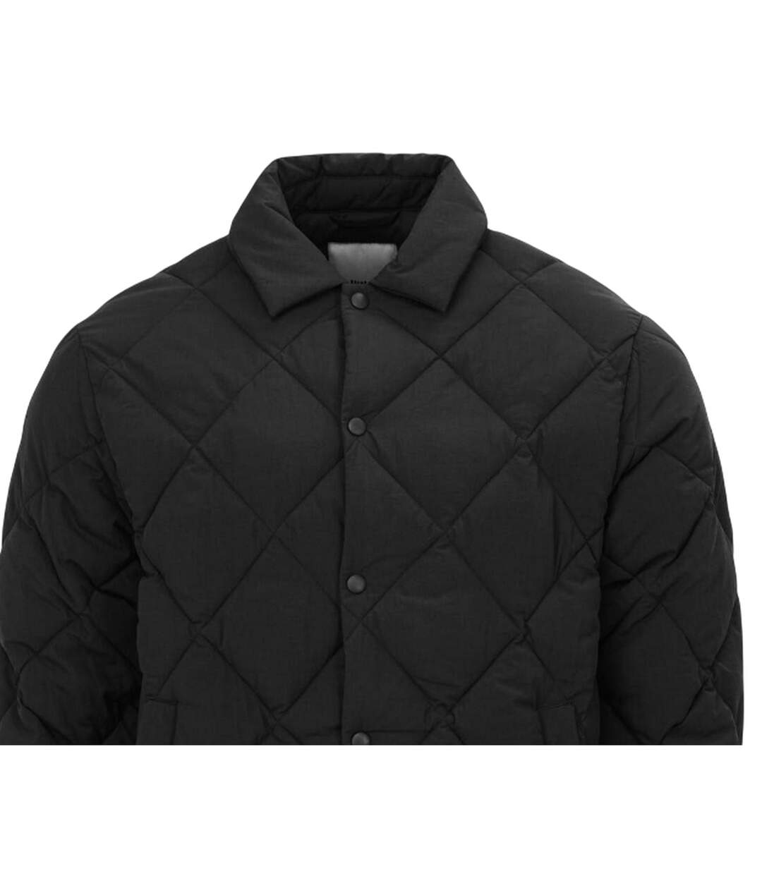 Mens Quilted Button-down Jacket Black Firetrap-4