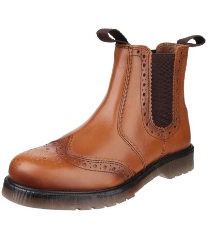 Amblers Mens Dalby Pull On Brogue Boots (Tan) - UTFS4985