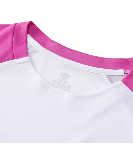 Womens/ladies Colour Block Regular Long-sleeved T-shirt White Navy Pink Kelme