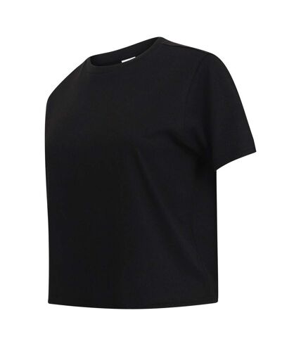 SF Womens/Ladies Boxy Crop T-Shirt (Black)