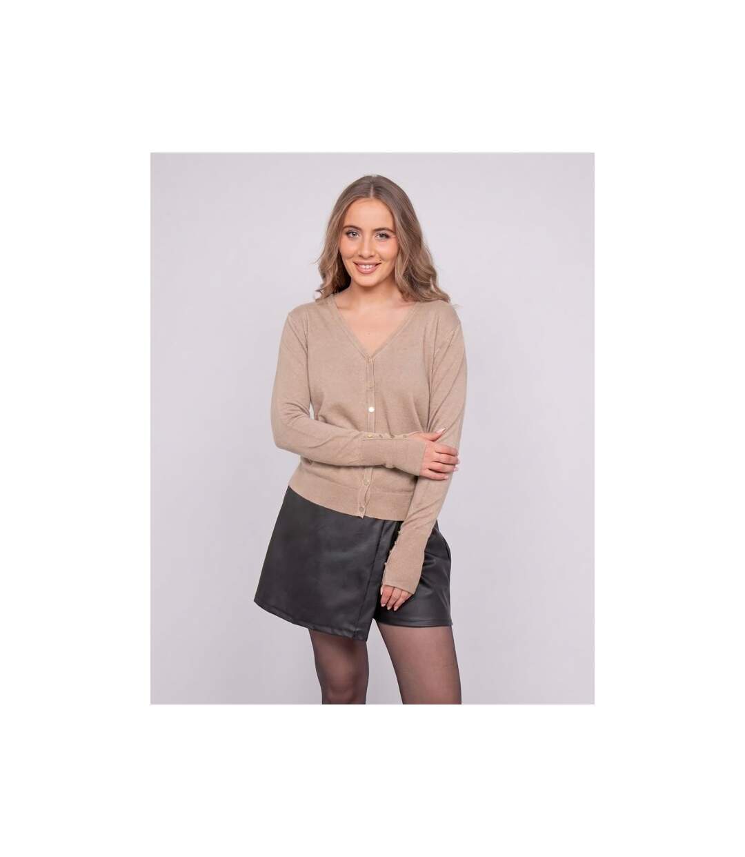 Gilet maille fine boutons dorés KIMIEL - Dona X Lisa-1