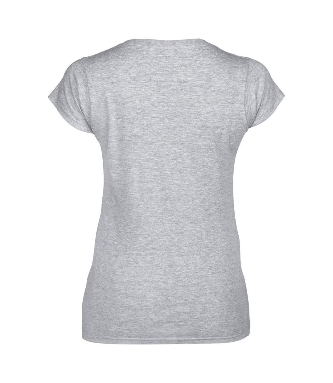 T-shirt À Manches Courtes Et Col En V Femme Gris Sport Gildan-3